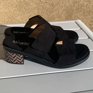 Alegria black adjustable slip on summer shoes size 41